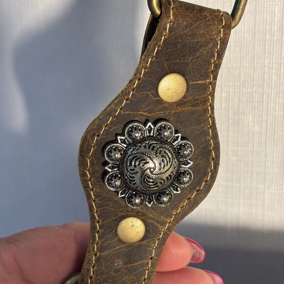 Vintage N Vogue Myra Bag Ratel Shoulder Bag Eco-Friendly Upcycled Brown/White - Picture 5 of 15